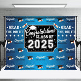 Aperturee - Aperturee Step And Repeat Blue Black Congrats Grad Backdrop